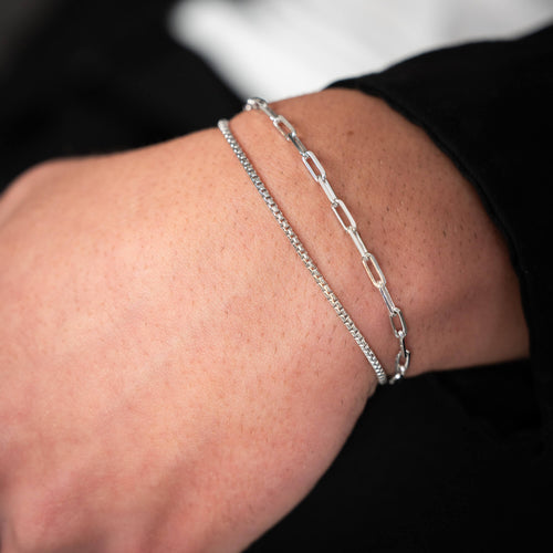 ARMBAND SET VENEZIA PAPERCLIP 925 ZILVER GERHODINEERD - IDENTIM®