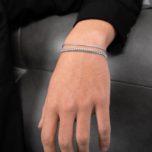 ARMBAND SET PANZER FRANCO ZILVER ARMBAND 925 ZILVER GERHODINEERD - IDENTIM®