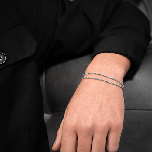 ARMBAND SET VENEZIA KOORD 925 ZILVER GERHODINEERD - IDENTIM®