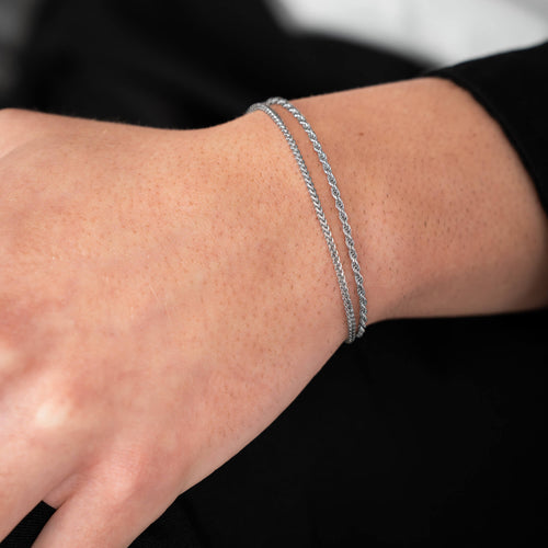 ARMBAND SET FRANCO KOORD 925 ZILVER GERHODINEERD - IDENTIM®