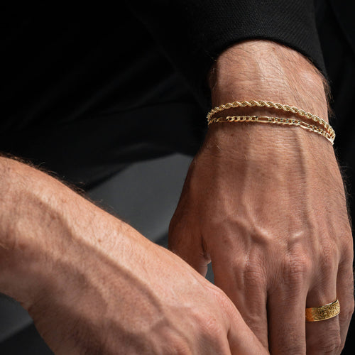 FIGARO COLLIER ARMBAND 3.40MM 925 ZILVER 18 KARAAT VERGULD - IDENTIM®