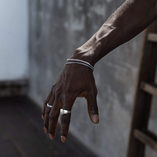 ARMBAND SET VLECHT SLANG ZILVEREN ARMBAND 925 ZILVER GERHODINEERD - IDENTIM®