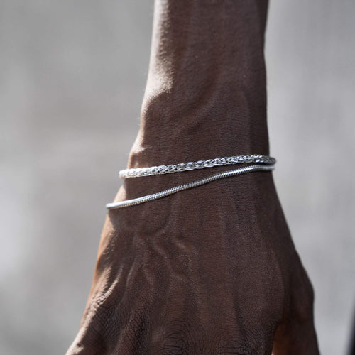 ARMBAND SET VLECHT SLANG ZILVEREN ARMBAND 925 ZILVER GERHODINEERD - IDENTIM®