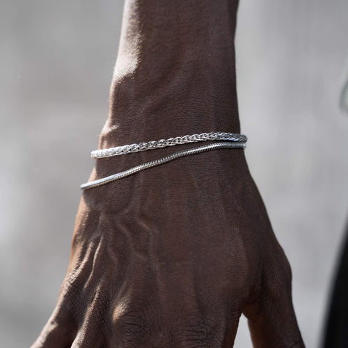 ARMBAND SET VLECHT SLANG ZILVEREN ARMBAND 925 ZILVER GERHODINEERD - IDENTIM®