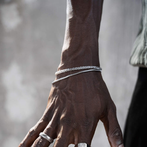 ARMBAND SET VLECHT SLANG ZILVEREN ARMBAND 925 ZILVER GERHODINEERD - IDENTIM®