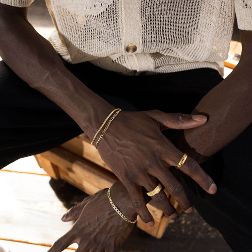 ARMBANDENSET SLANG FIGARO GOUDEN ARMBAND 925 ZILVER 18 KARAAT VERGULD - IDENTIM®