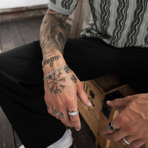 ARMBAND SET KOORD SLANG ZILVEREN ARMBAND 925 ZILVER GERHODINEERD - IDENTIM®