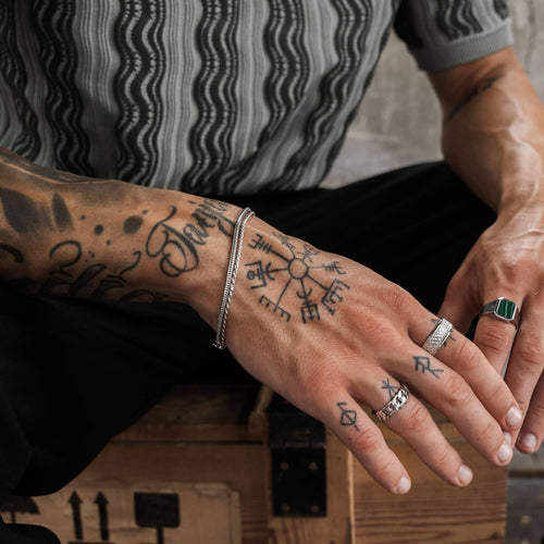 ARMBAND SET KOORD SLANG ZILVEREN ARMBAND 925 ZILVER GERHODINEERD - IDENTIM®