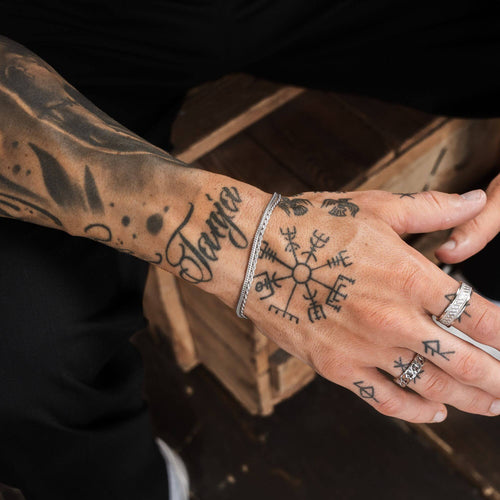 ARMBAND SET KOORD SLANG ZILVEREN ARMBAND 925 ZILVER GERHODINEERD - IDENTIM®