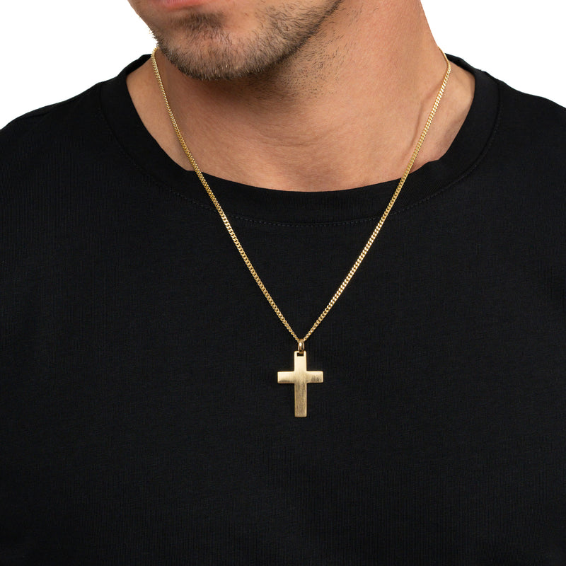 KRUIS KETTING MAT 925 ZILVER 18 KARAAT VERGULD