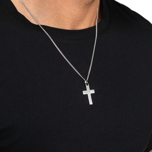 KRUIS KETTING MAT 925 ZILVER GERHODINEERD