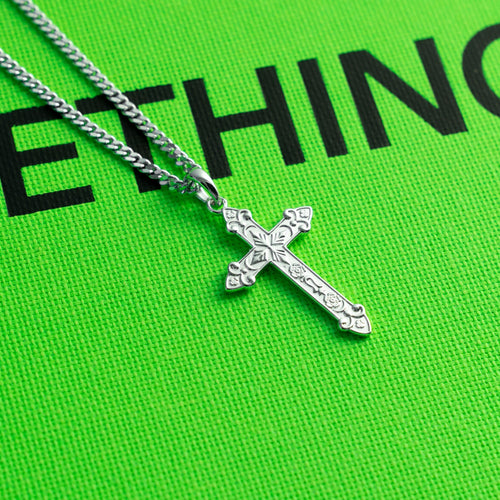 KRUIS KETTING ORNAMENTEN 925 ZILVER GERHODINEERD - IDENTIM®
