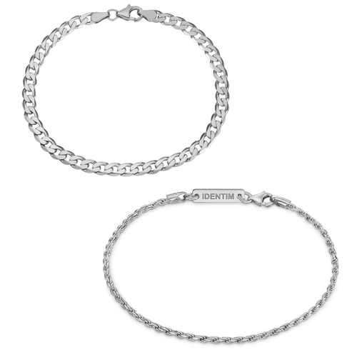 ARMBANDSET HARNASKOORD ZILVEREN ARMBAND 925 ZILVER GERHODINEERD - IDENTIM®