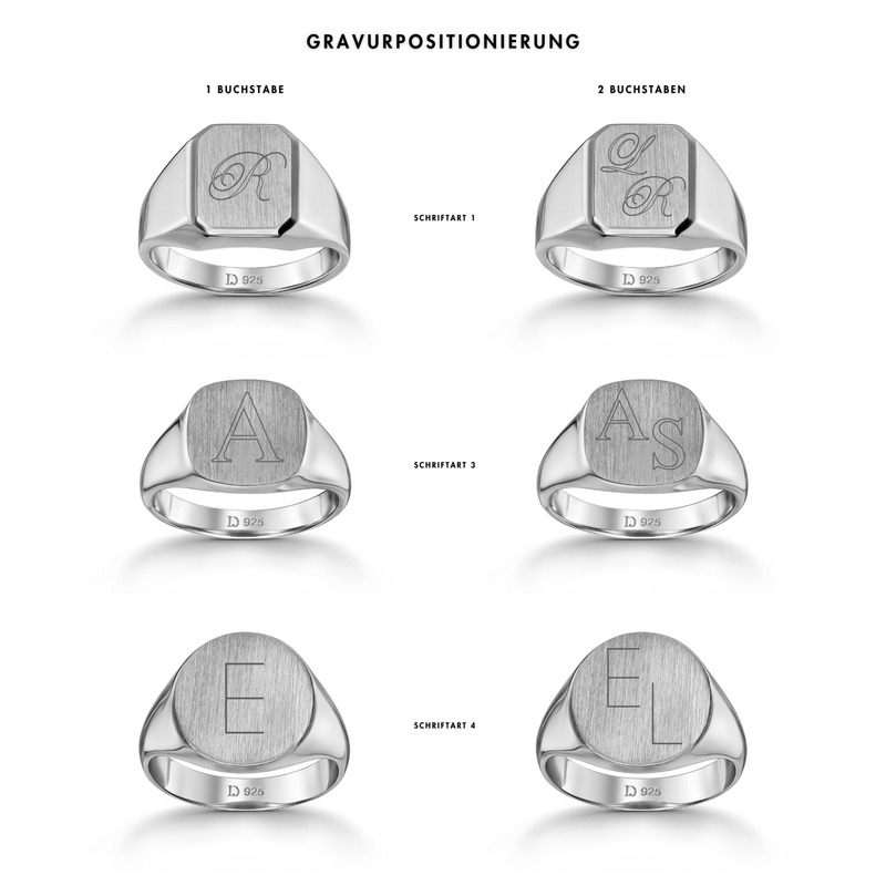 Signetring geborsteld vierkant 925 zilver gerhodineerd