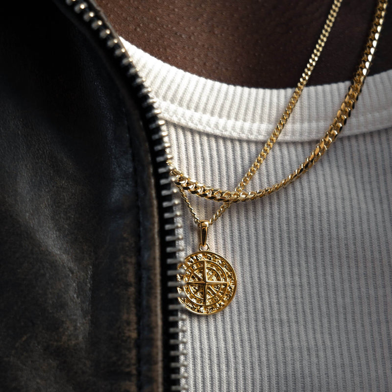 KOMPAS KETTING CURB SET 925 ZILVER 18 KARAAT VERGULD