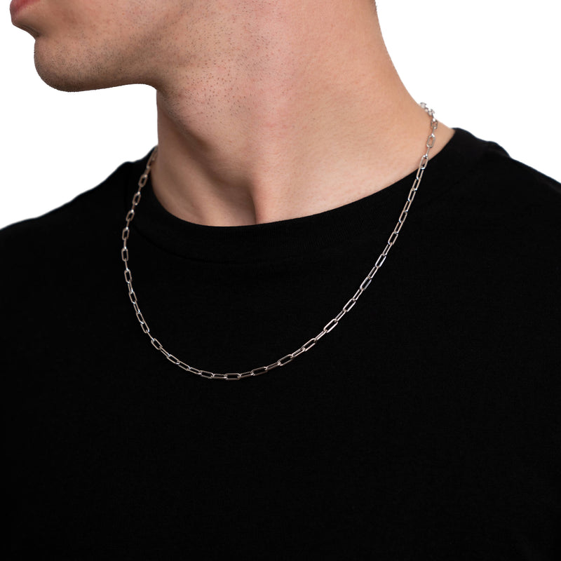 PAPERCLIP KETTING GOUD 3.50MM 585 WITGOUD
