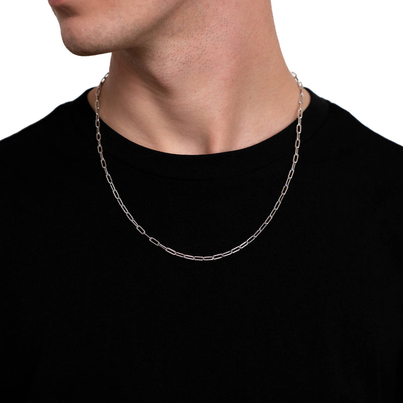 PAPERCLIP KETTING GOUD 3.50MM 585 WITGOUD