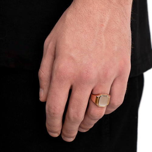 ZEGELRING GEBORSTELD ACHTHOEK 585 GOUD - IDENTIM®