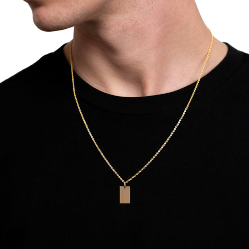 GRAVEERPLAATJE REKBAAR COLLIER 585 GOUD - IDENTIM®