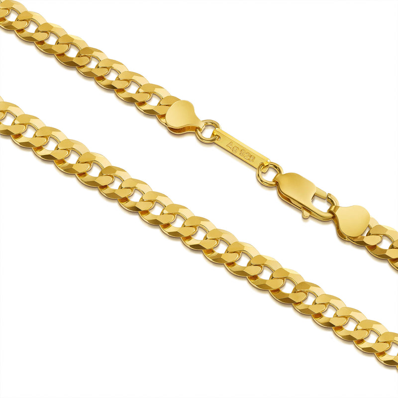 KRULKETTING 925 ZILVER 18 KARAAT VERGULD 7,80MM