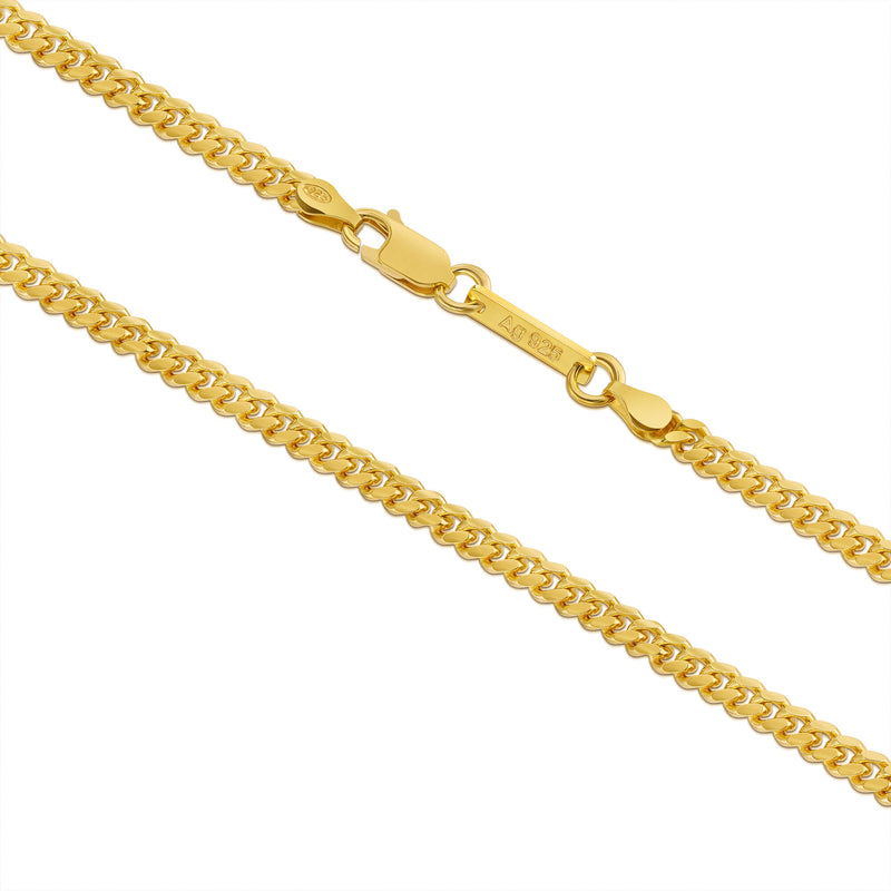 CURB KETTING CUBAANSE 925 ZILVER 18 KARAAT VERGULD 4.00MM