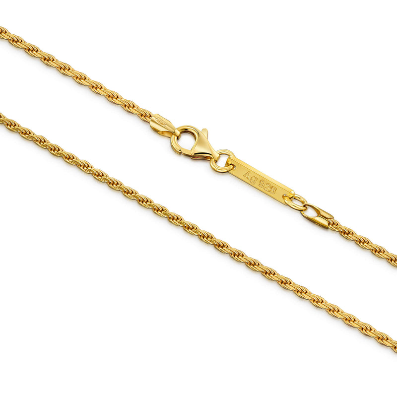 Koord collier 925 zilver 18 karaat verguld 2,00mm