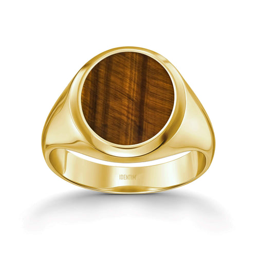 ZEGELRING TIJGEROOG OVAAL 585, 750 GOUD - IDENTIM®