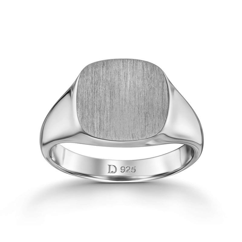 Signetring geborsteld vierkant 925 zilver gerhodineerd