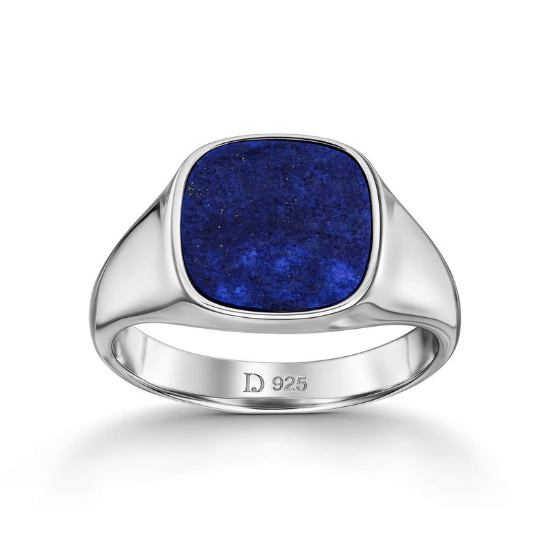 ZEGELRING LAPIS VIERKANT 925 ZILVER GERHODINEERD