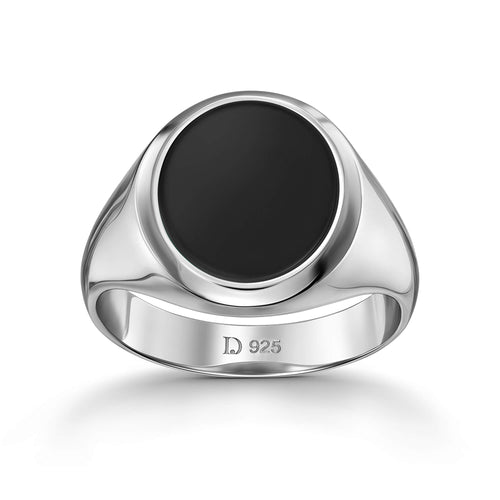 ZEGELRING ONYX OVAAL 925 ZILVER GERHODINEERD - IDENTIM®