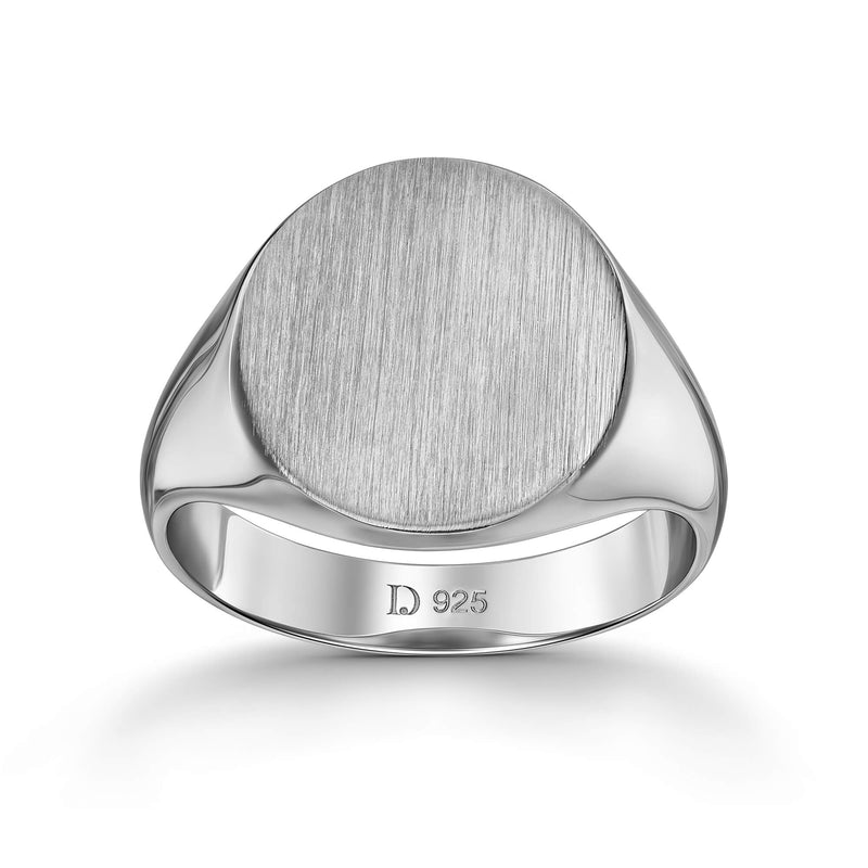 Signetring geborsteld ovaal 925 zilver gerhodineerd