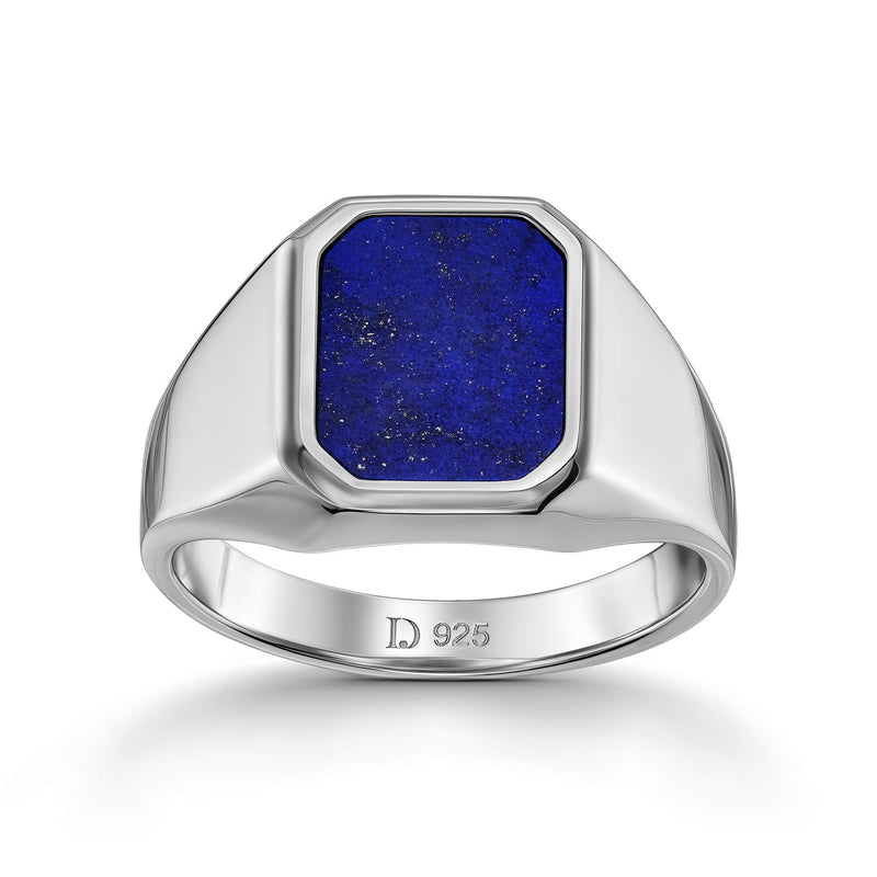 ZEGELRING LAPIS OCTAGON 925 ZILVER GERHODINEERD