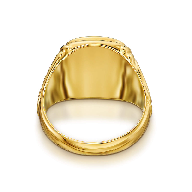 ART NOUVEAU ZEGELRING 925 ZILVER 18 KARAAT VERGULD