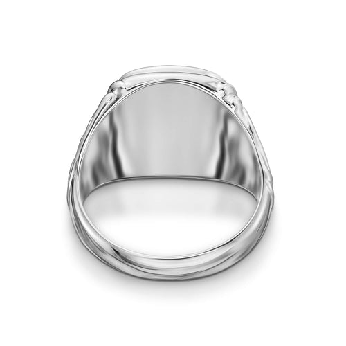 ART NOUVEAU ZEGELRING 925 ZILVER GERHODINEERD - IDENTIM®