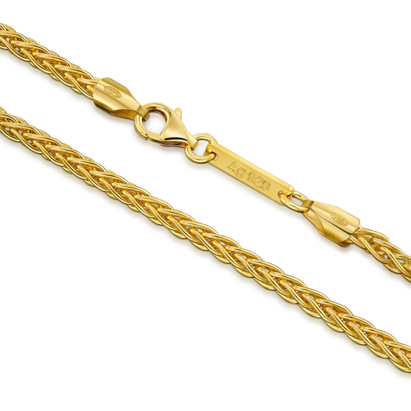 VLECHT KETTING 925 ZILVER 18 KARAAT VERGULD 3,60MM