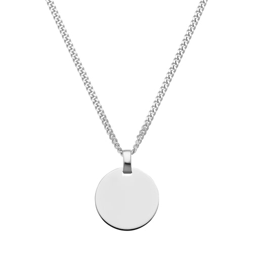 GRAVEERPLAATJE ROND COLLIER 925 ZILVER GERHODINEERD - IDENTIM®