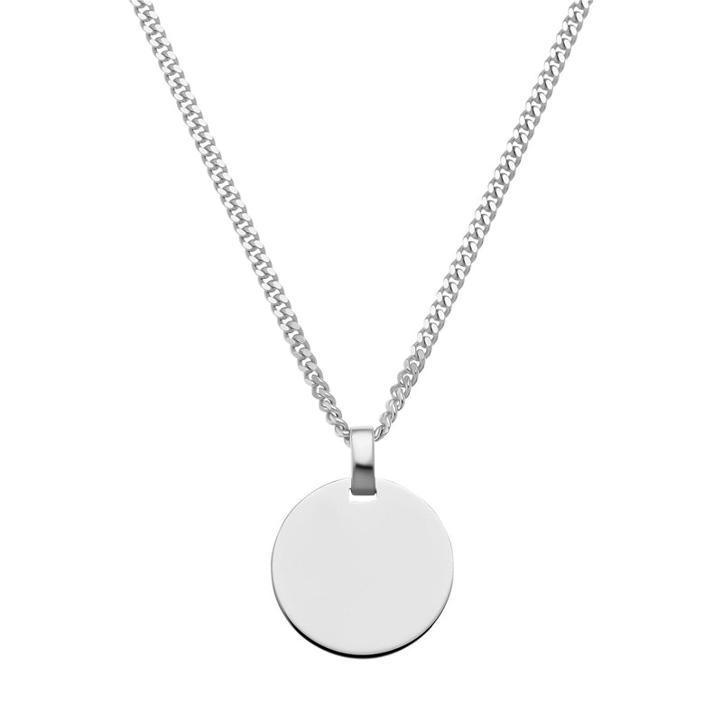 GRAVEERPLAATJE ROND COLLIER 925 ZILVER GERHODINEERD