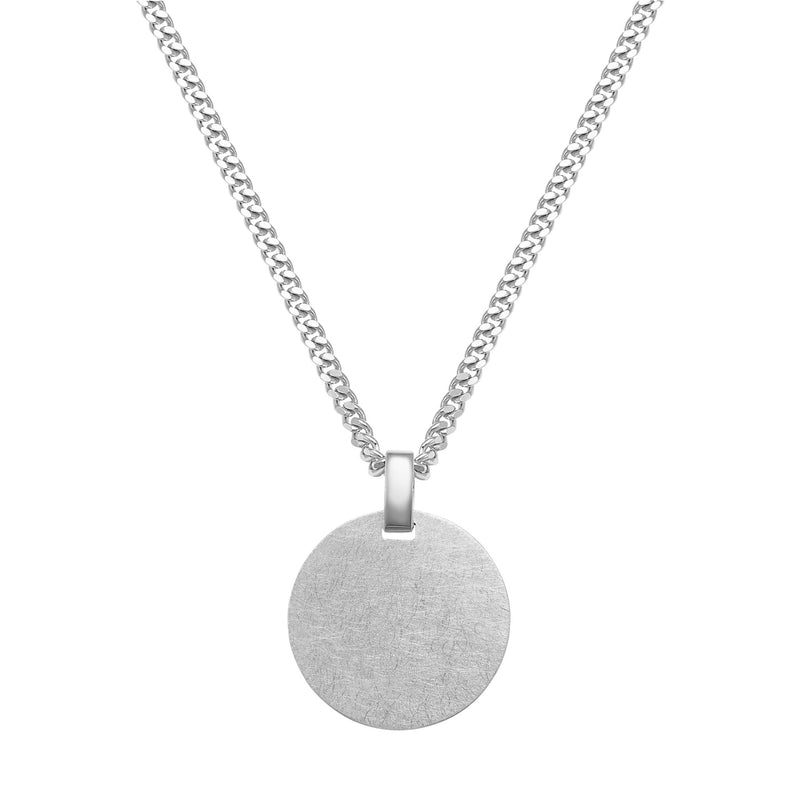 GRAVEERPLAATJE ROND IJSMAT COLLIER 925 ZILVER GERHODINEERD