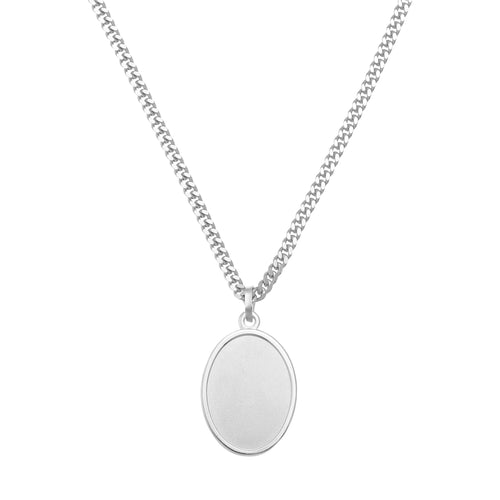 GRAVEERPLAATJE OVAAL COLLIER 925 ZILVER GERHODINEERD - IDENTIM®