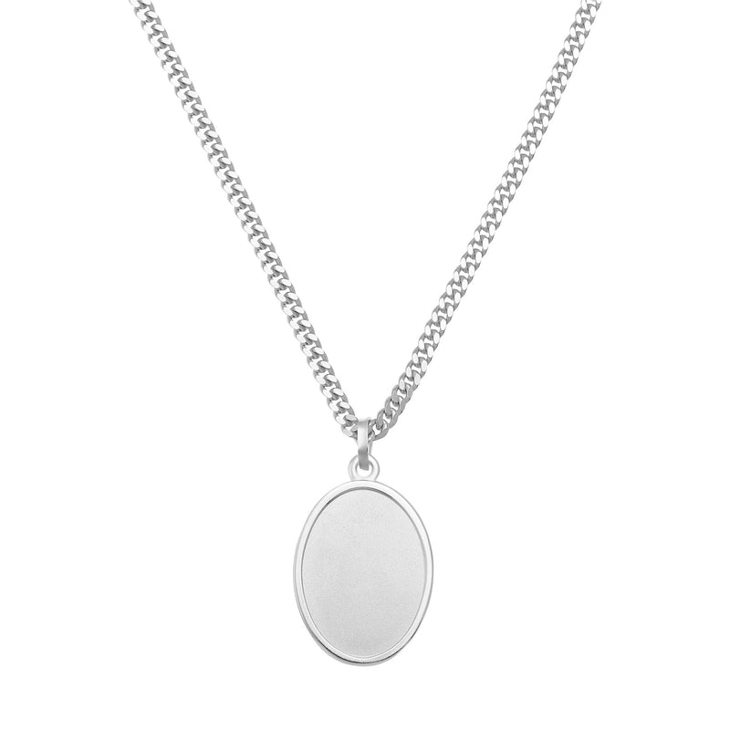 GRAVEERPLAATJE OVAAL COLLIER 925 ZILVER GERHODINEERD