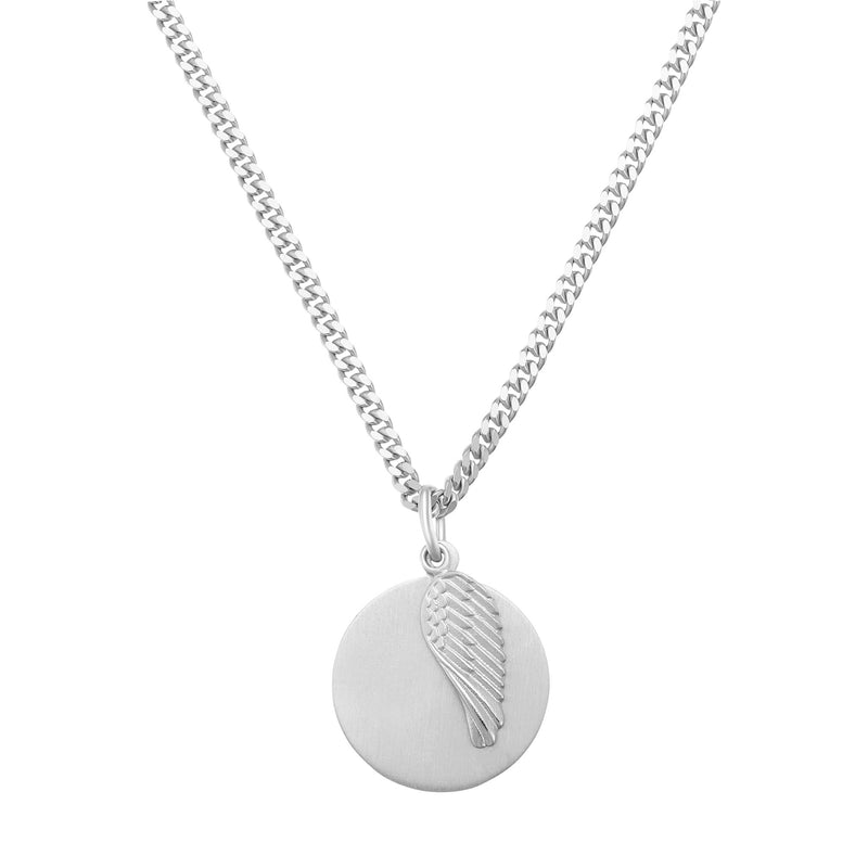 VLEUGEL GRAVEERPLAAT COLLIER 925 ZILVER GERHODINEERD