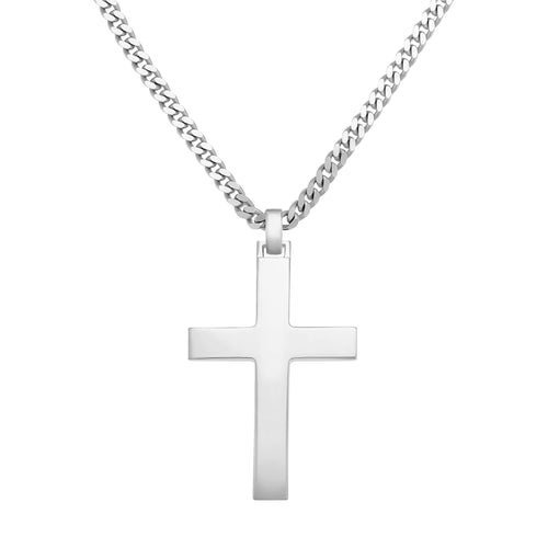KRUIS HALSKETTING GEPOLIJST 925 ZILVER GERHODINEERD - IDENTIM®