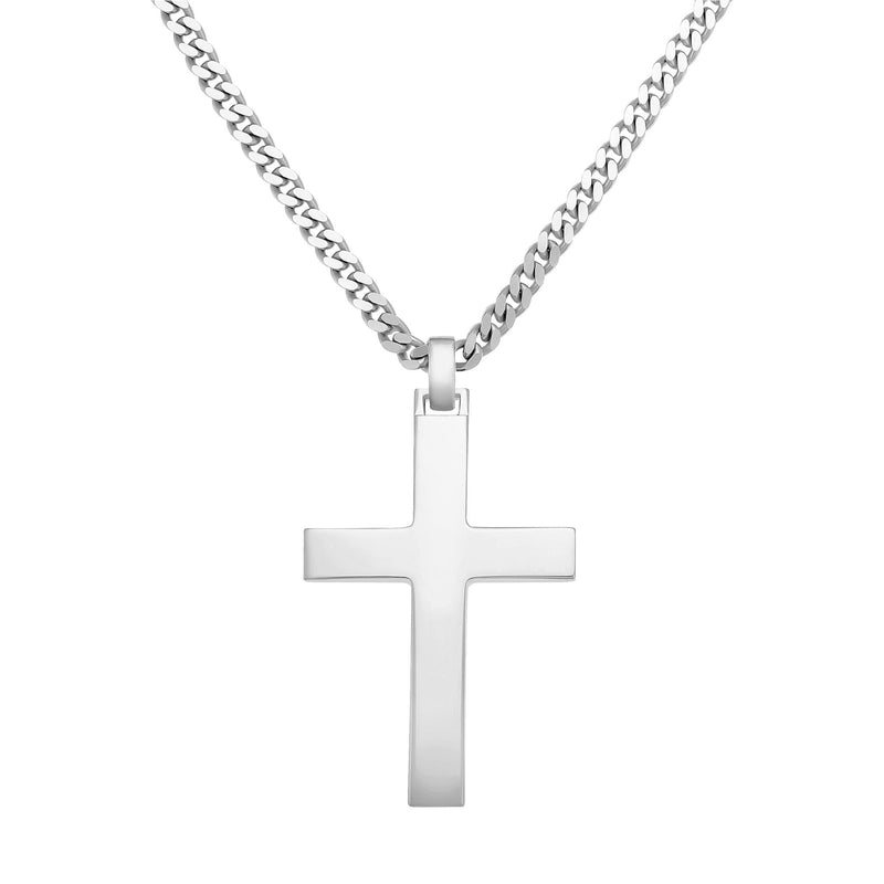KRUIS KETTING GEPOLIJST 925 ZILVER GERHODINEERD