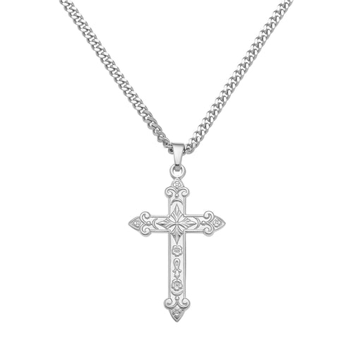 KRUIS KETTING ORNAMENTEN 925 ZILVER GERHODINEERD - IDENTIM®
