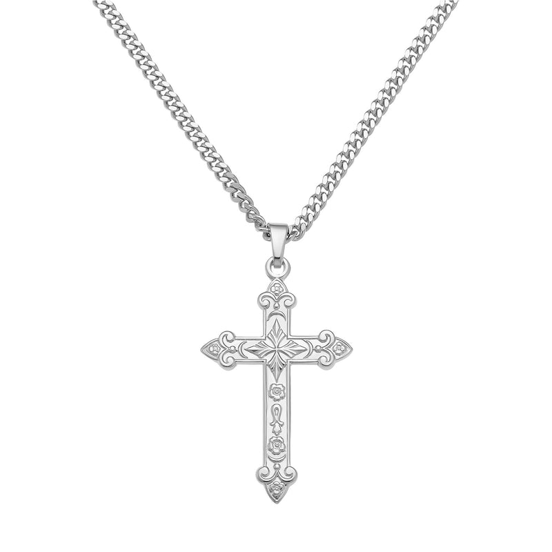 KRUIS KETTING ORNAMENTEN 925 ZILVER GERHODINEERD