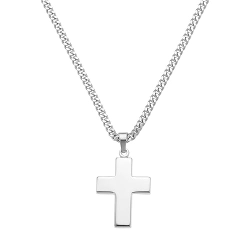 KRUIS HALSKETTING GEPOLIJST 925 ZILVER GERHODINEERD - IDENTIM®