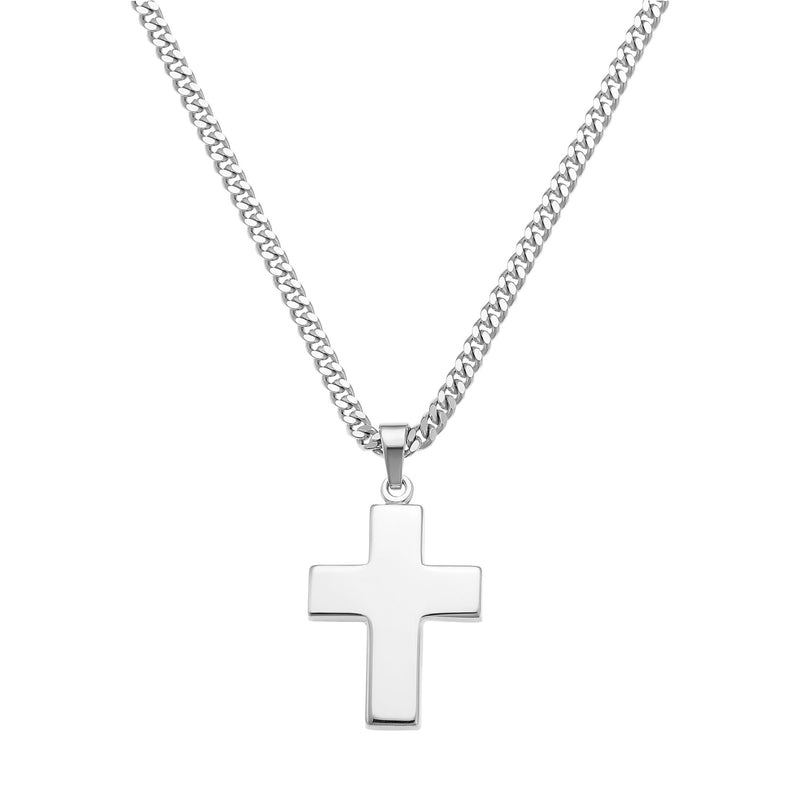 KRUIS KETTING GEPOLIJST 925 ZILVER GERHODINEERD