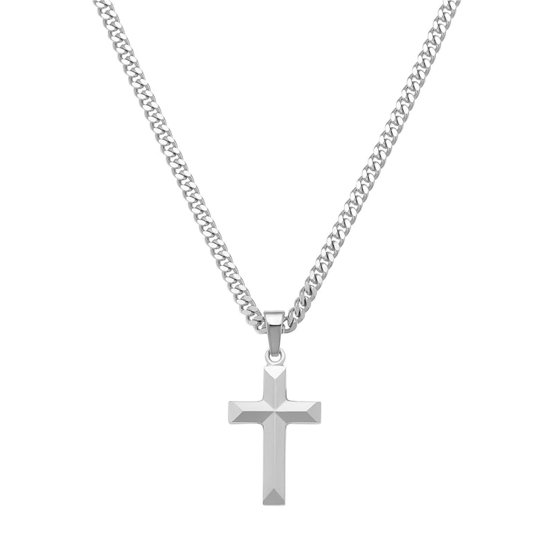 KRUIS KETTING DIAMANT 925 ZILVER GERHODINEERD