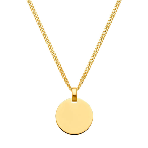 GRAVEERPLAATJE ROND COLLIER 925 ZILVER 18 KARAAT VERGULD - IDENTIM®