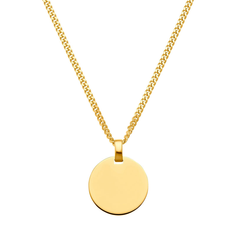GRAVEERPLAATJE ROND COLLIER 925 ZILVER 18 KARAAT VERGULD